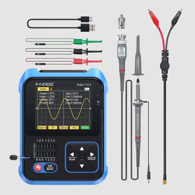 Fnirsi DSO-TC3 3-IN-1 Handheld Digital Oscilloscopes, Signal Generator, Transistor Tester